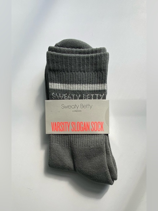 Sweaty Betty Accessories - Sweaty Betty Varsity Slogan Socks, Crew Socks, Umbra Green